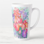 Graceful Blooms – Iris Flowers Moederdag Gedicht Latte Mok (Rechts)