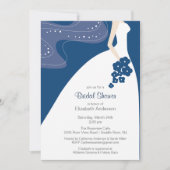 Graceful Blue Bride Bridal Shower Invitation Blue Kaart (Voorkant)