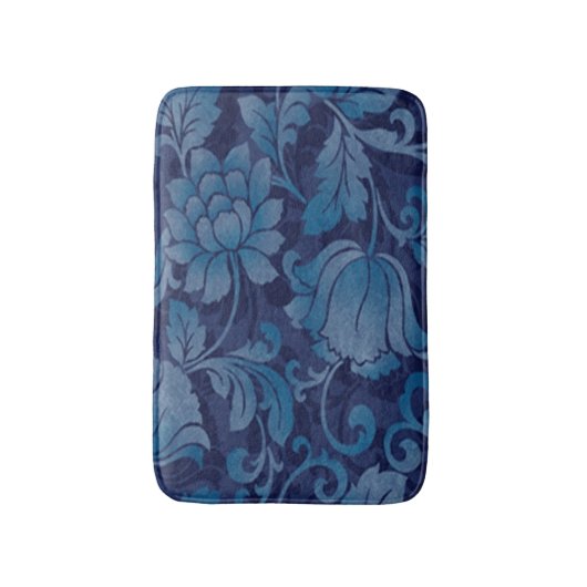 Graceful Blue Floral Bath Mat (Voorkant Verticaal)