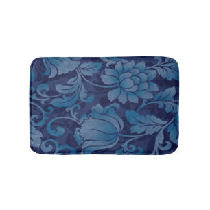 Graceful Blue Floral Bath Mat