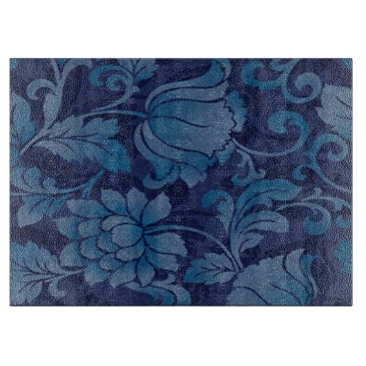 Graceful Blue Floral Cutting Board Snijplank (Voorkant)