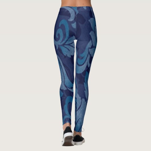 Graceful Blue Floral Leggings (Achterkant)