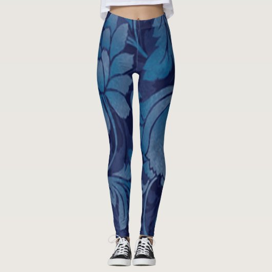 Graceful Blue Floral Leggings (Voorkant)