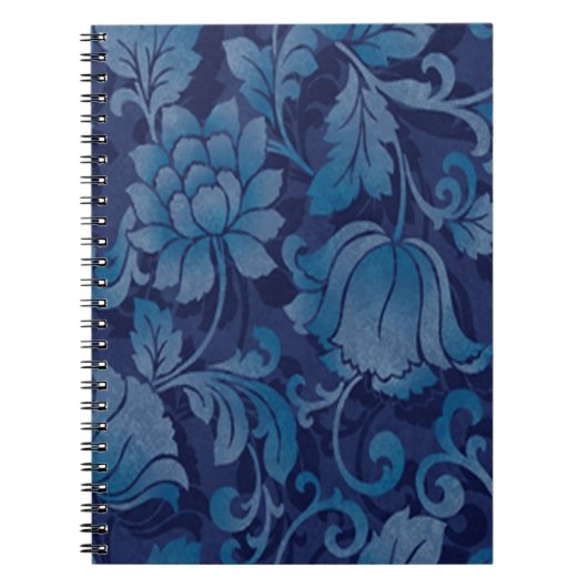 Graceful Blue Floral Spiral Notitieboek (Voorkant)