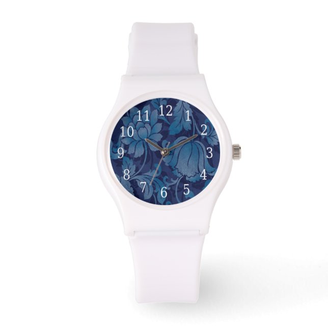 Graceful Blue Floral Watch Horloge (Voorkant)