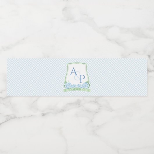 Graceful Blue Green Summer Weddenschappen Couples  Waterfles Etiket (Enkel label)