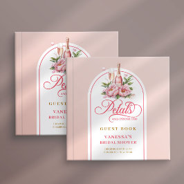 Graceful blush and gold petals prosecco sign book gastenboek