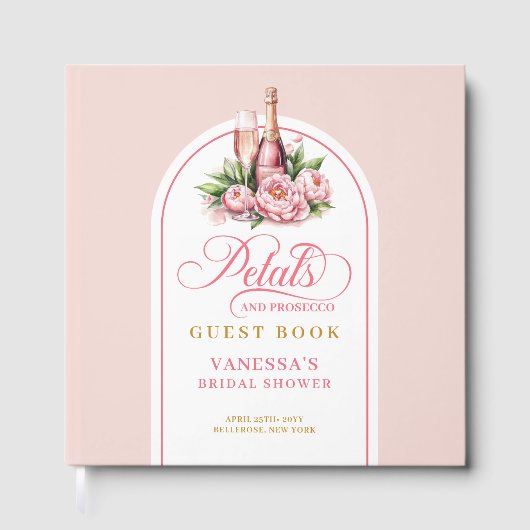 Graceful blush gold petals prosecco shower book gastenboek (Voorkant)