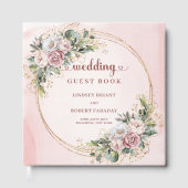 Graceful Blush Pink Flowers Eucalyptus Guest Book Gastenboek (Voorkant)