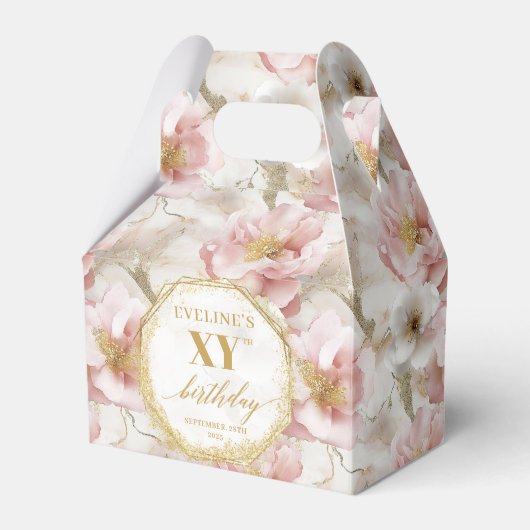 Graceful blush roze gouden boho waterverf verjaard bedankdoosjes (Voorkant Zijde)