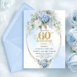 Graceful Bohemian Soft Blue Gold 60th Birthday Kaart