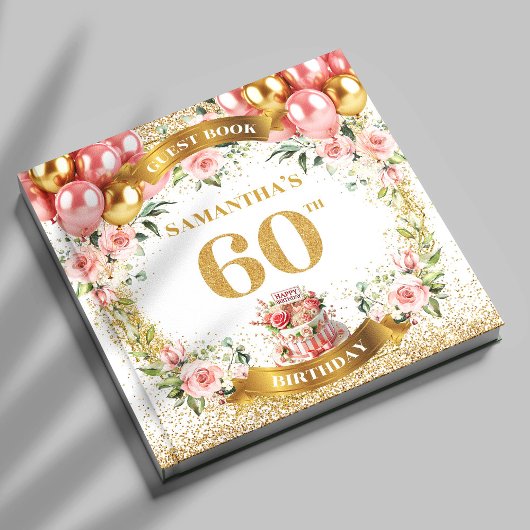 Graceful Boho 60e verjaardag gastenboek glitter Po