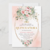 Graceful Boho Pale Pink Roses Bohemian Quinceañera Kaart (Voorkant)