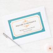 Graceful border sinaasappel blauw uit de stad gesc rechthoekige sticker (Envelop)