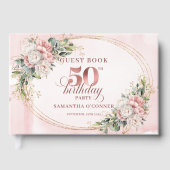 Graceful Botanical Rose Gold 50th Birthday Book Gastenboek (Voorkant)