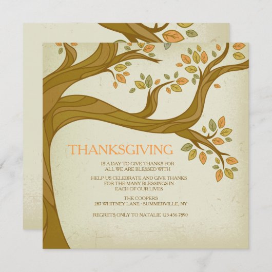 Graceful Branches Herfst Invitation Kaart (Voorkant / Achterkant)