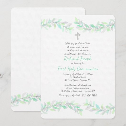 Graceful Branches Religieuze Uitnodiging (Voorkant / Achterkant)