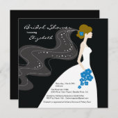 Graceful Bride Bridal Shower Invitation blue Kaart (Voorkant / Achterkant)