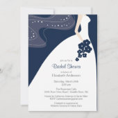 Graceful Bride Bridal Shower Invitation Blue Kaart (Voorkant)