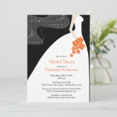 Graceful Bride Bridal Shower Invitation Coral Kaart (Staand voorkant)