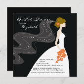 Graceful Bride Bridal Shower Invitation Coral Kaart (Voorkant / Achterkant)