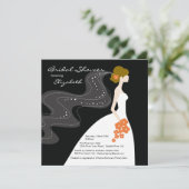 Graceful Bride Bridal Shower Invitation Coral Kaart (Staand voorkant)