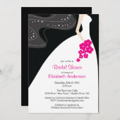 Graceful Bride Bridal Shower Invitation Hot Pink Kaart (Voorkant / Achterkant)
