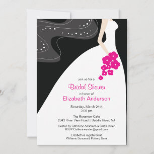 Graceful Bride Bridal Shower Invitation Hot Pink Kaart