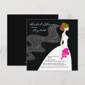 Graceful Bride Bridal Shower Invitation Hot Pink Kaart (Voorkant / Achterkant)