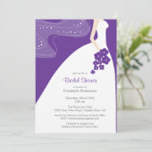 Graceful Bride Bridal Shower Invitation Paars Kaart (Staand voorkant)