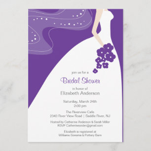 Graceful Bride Bridal Shower Invitation Paars Kaart