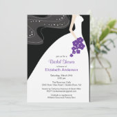 Graceful Bride Bridal Shower Invitation Paars Kaart (Staand voorkant)