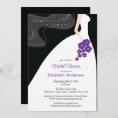 Graceful Bride Bridal Shower Invitation Paars Kaart (Voorkant / Achterkant)