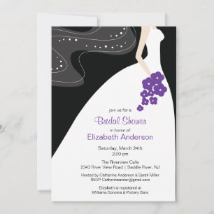 Graceful Bride Bridal Shower Invitation Paars Kaart