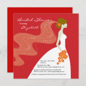 Graceful Bride Bridal Shower Invitation RED Kaart (Voorkant / Achterkant)
