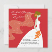 Graceful Bride Bridal Shower Invitation RED Kaart (Voorkant)
