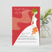 Graceful Bride Bridal Shower Invitation RED Kaart (Staand voorkant)