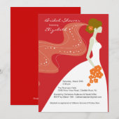 Graceful Bride Bridal Shower Invitation RED Kaart (Voorkant / Achterkant)