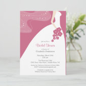 Graceful Bride Bridal Shower Invitation roze Kaart (Staand voorkant)