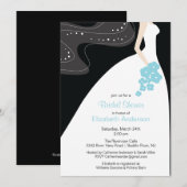 Graceful Bride Bridal Shower Invitation Turquoise Kaart (Voorkant / Achterkant)