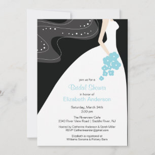 Graceful Bride Bridal Shower Invitation Turquoise Kaart