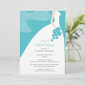 Graceful Bride Bridal Shower Invitation Turquoise Kaart (Staand voorkant)