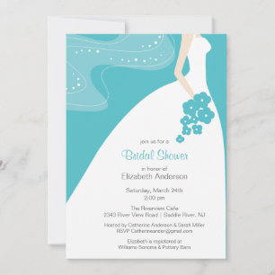 Graceful Bride Bridal Shower Invitation Turquoise Kaart