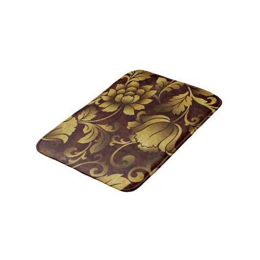Graceful Brown Floral Bath Mat (Gekanteld)
