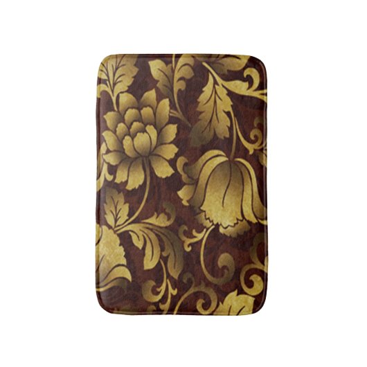 Graceful Brown Floral Bath Mat (Voorkant Verticaal)