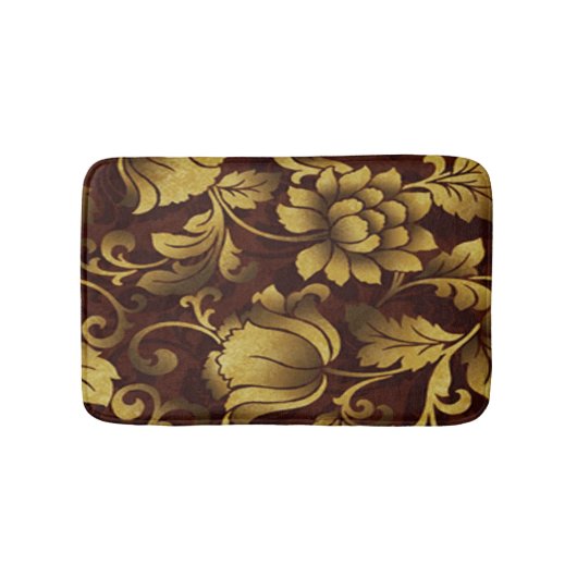 Graceful Brown Floral Bath Mat (Voorkant)