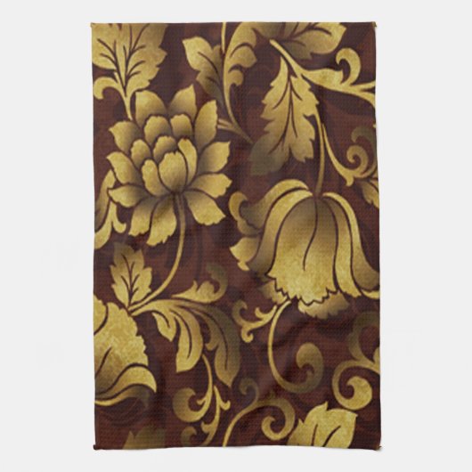 Graceful Brown Floral Kitchen Towel Theedoek (Verticaal)