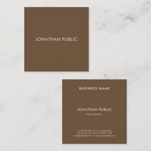 Graceful Bruin Esthetisch Minimalistisch Trendy Pl Vierkante Visitekaartje (Voorkant / Achterkant)
