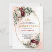 Graceful Burgundy Peonies Eucalyptus Quince Invite Kaart (Voorkant)