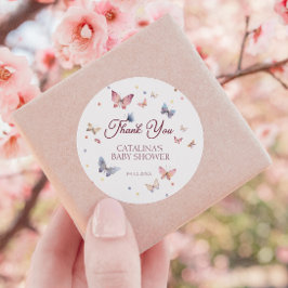 Graceful Butterfly Pastel Bedankt Ronde Sticker